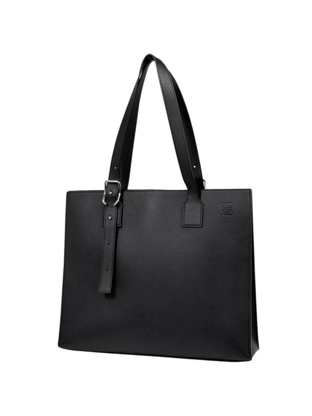 Loewe Tote Bag Anagram Buckle Horizontal Leather Black